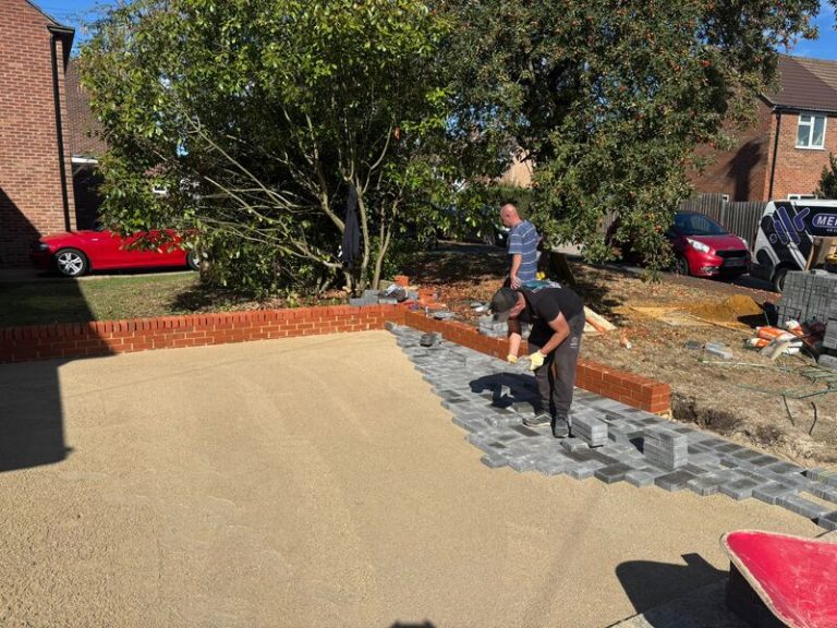 block paved driveway with brick wall in romford 19