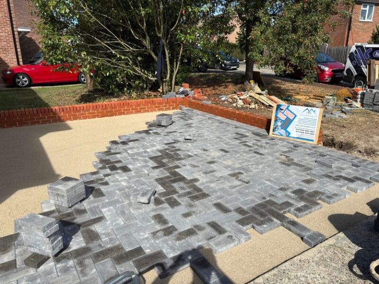block paved driveway with brick wall in romford 21
