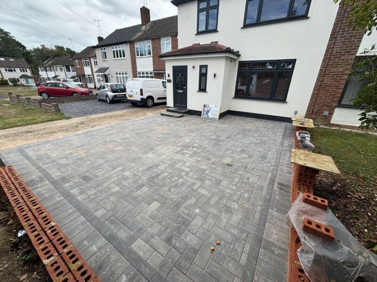 block paved driveway with brick wall in romford 23