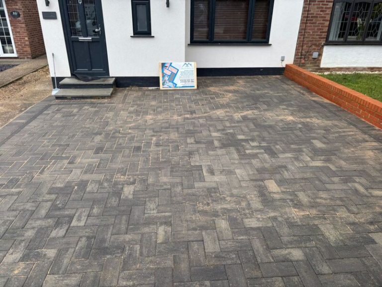 block paved driveway with brick wall in romford 27