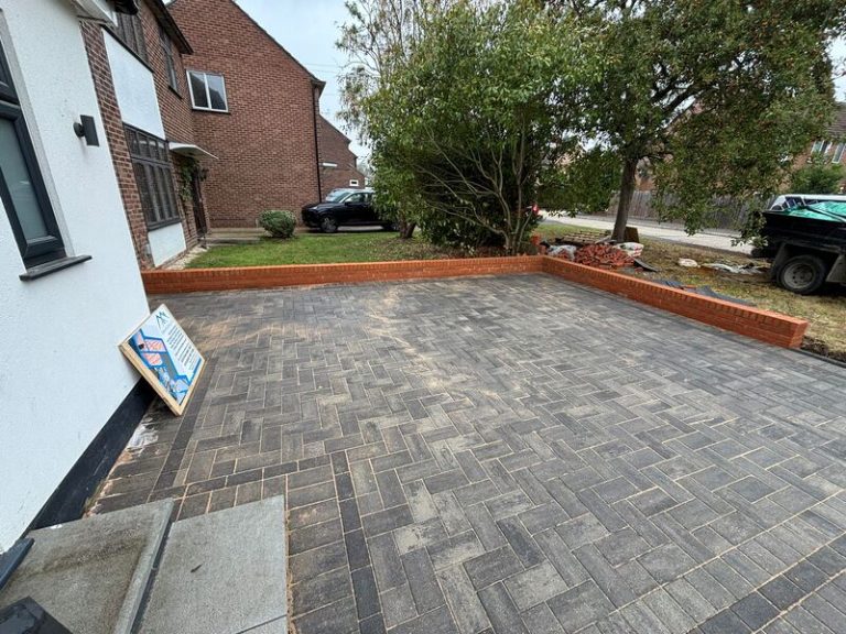 block paved driveway with brick wall in romford 29