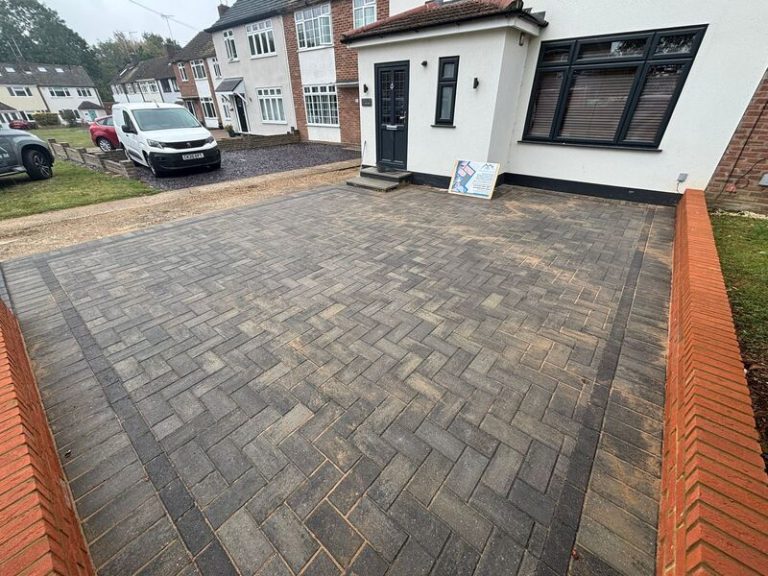 block paved driveway with brick wall in romford 30